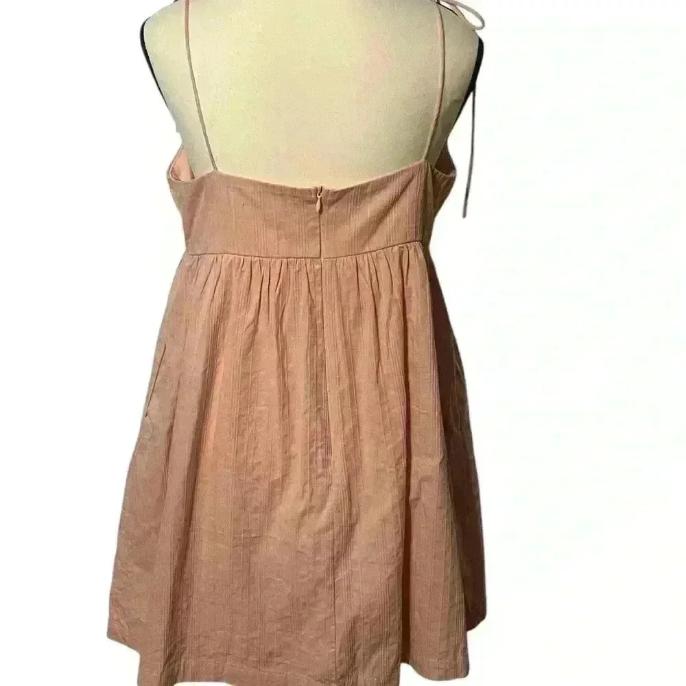 Altar’d State Women’s size Large Sleeveless pink Dress/ pockets/ tie straps/ zip - Picture 2 of 12